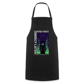 Vaporwave Coffee First Mercy Later Neon Art - Kochschürze - Schwarz - Vorne - AI Model Male 185 dark (185cm)