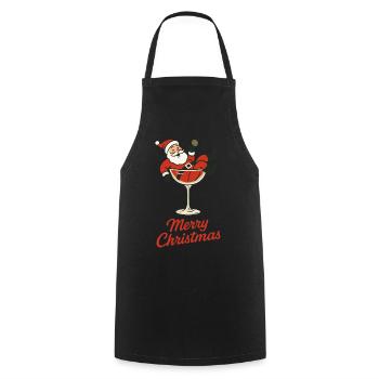 Merry Christmas Santa Claus Holiday Fun - Cooking Apron - black - Front - AI Model Male 185 dark (185cm)
