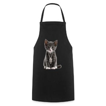 Katze Kreuzkette Christ Christentum Christen - Kochschürze - Schwarz - Vorne - AI Model Male 185 dark (185cm)