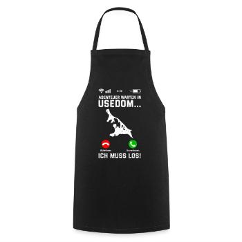 Island of Usedom ADVENTURE AWAITS IN USEDOM MUST GO - Cooking Apron - black - Front - AI Model Male 185 dark (185cm)