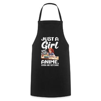 Girl Loves Anime Ramen And Drawing - Cooking Apron - black - Front - AI Model Male 185 dark (185cm)