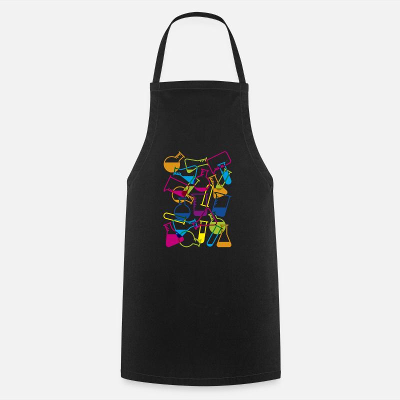 Laboratory Glassware with Chemicals - Cooking Apron - black