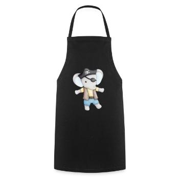 éléphant mignon comme un pirate - Tablier de cuisine - noir - Devant - AI Model Male 185 dark (185cm)