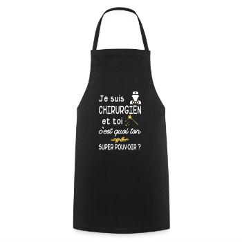 je suis chirurgien / cadeau chirurgien - Tablier de cuisine - noir - Devant - AI Model Male 185 dark (185cm)