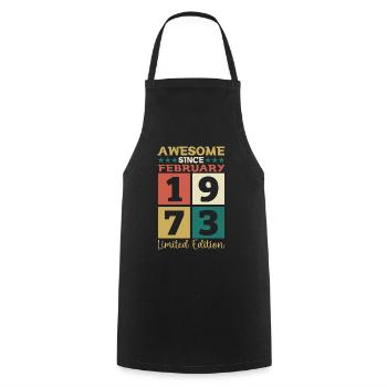 Born 1973 February 50th birthday Gift man - Cooking Apron - black - Front - AI Model Male 185 dark (185cm)