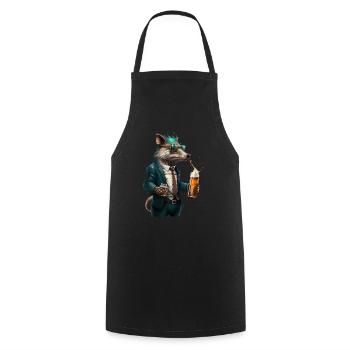 Animal cool avec BIer. Style et alcool - Tablier de cuisine - noir - Devant - AI Model Male 185 dark (185cm)