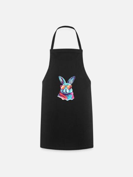 Tom, der Kaninchen mit der Brille, - Kochschürze - Schwarz