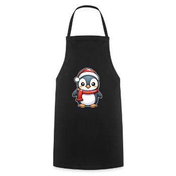 pingouin bonnet de noel - Tablier de cuisine - noir - Devant - AI Model Male 185 dark (185cm)