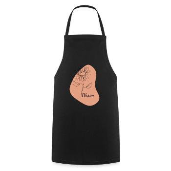 Bloom – Line Art Flower - Kochschürze - Schwarz - Vorne - AI Model Male 185 dark (185cm)