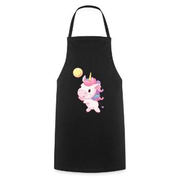 Cute unicorn playing volleyball - Cooking Apron - black - Front - AI Model Male 185 dark (185cm)