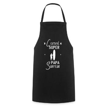 Super papa surfeur - Tablier de cuisine - noir - Devant - AI Model Male 185 dark (185cm)