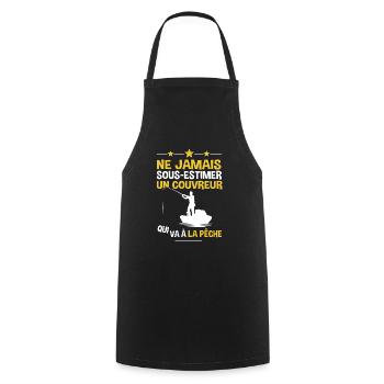 Couvreur cadeau drôle pêcheur - Tablier de cuisine - noir - Devant - AI Model Male 185 dark (185cm)