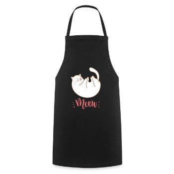Mignon Kawaii drôle de chat disant miaulement - Tablier de cuisine - noir - Devant - AI Model Male 185 dark (185cm)