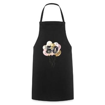 Ballons numéro 50 - Tablier de cuisine - noir - Devant - AI Model Male 185 dark (185cm)