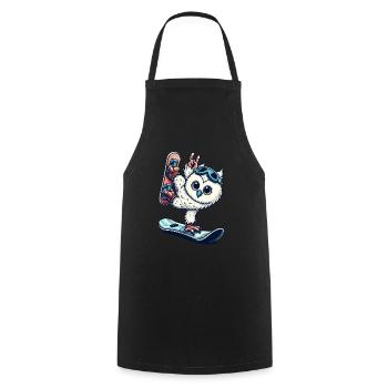 Hibou snowboard harfang des neiges vacances aux sports d'hiver - Tablier de cuisine - noir - Devant - AI Model Male 185 dark (185cm)
