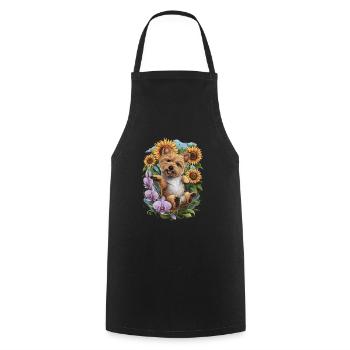 Cairn Terrier with Sun Flowers and Orchids - Cooking Apron - black - Front - AI Model Male 185 dark (185cm)
