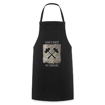 Stonemason Stone Sculptor Saying - Cooking Apron - black - Front - AI Model Male 185 dark (185cm)