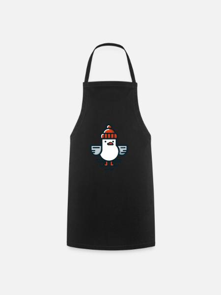 Mouette de la mer du Nord avec bonnet T-shirt - Tablier de cuisine - noir