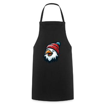 Laughing Eagle Head Eagle Head with Beanie Hat - Cooking Apron - black - Front - AI Model Male 185 dark (185cm)