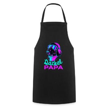Dackel Papa Synthwave Hund Papa Geschenk Wiener - Kochschürze - Schwarz - Vorne - AI Model Male 185 dark (185cm)