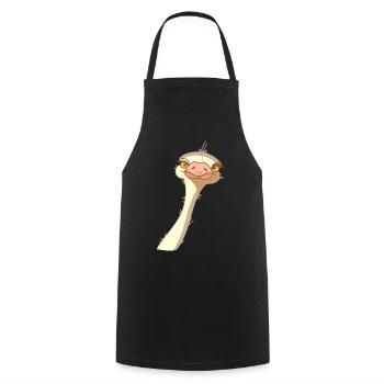 Oiseau Autruche Drôle (b) - Tablier de cuisine - noir - Devant - AI Model Male 185 dark (185cm)