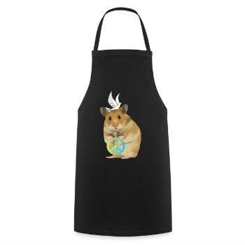 Hamster Menno Peace Peace Dove of Peace - Cooking Apron - black - Front - AI Model Male 185 dark (185cm)