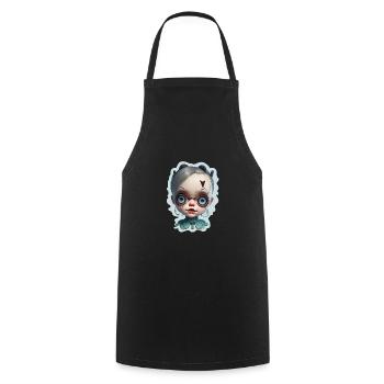 Horror Doll Halloween - Cooking Apron - black - Front - AI Model Male 185 dark (185cm)
