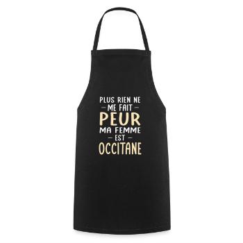 Rien ne me fait peur ma femme est Occitane - Tablier de cuisine - noir - Devant - AI Model Male 185 dark (185cm)