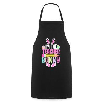 Je suis le lapin de l’enseignant - Tablier de cuisine - noir - Devant - AI Model Male 185 dark (185cm)