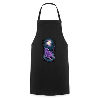Star Wolf: Magical Moonlit Night - Cooking Apron - black - Front - AI Model Male 185 dark (185cm)