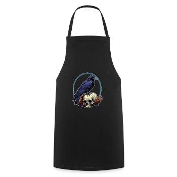 Big Raven Sitting on Sculls - Cooking Apron - black - Front - AI Model Male 185 dark (185cm)