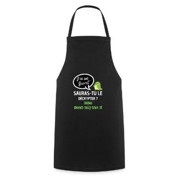 j'ai un secret : je vais être grand frère ! - Tablier de cuisine - noir - Devant - AI Model Male 185 dark (185cm)