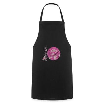 Japan Cherry Blossoms Festival Departure Pink - Cooking Apron - black - Front - AI Model Male 185 dark (185cm)