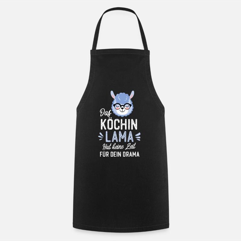 Köchin Lama Spruch Lustige Geschenkidee - Kochschürze - Schwarz