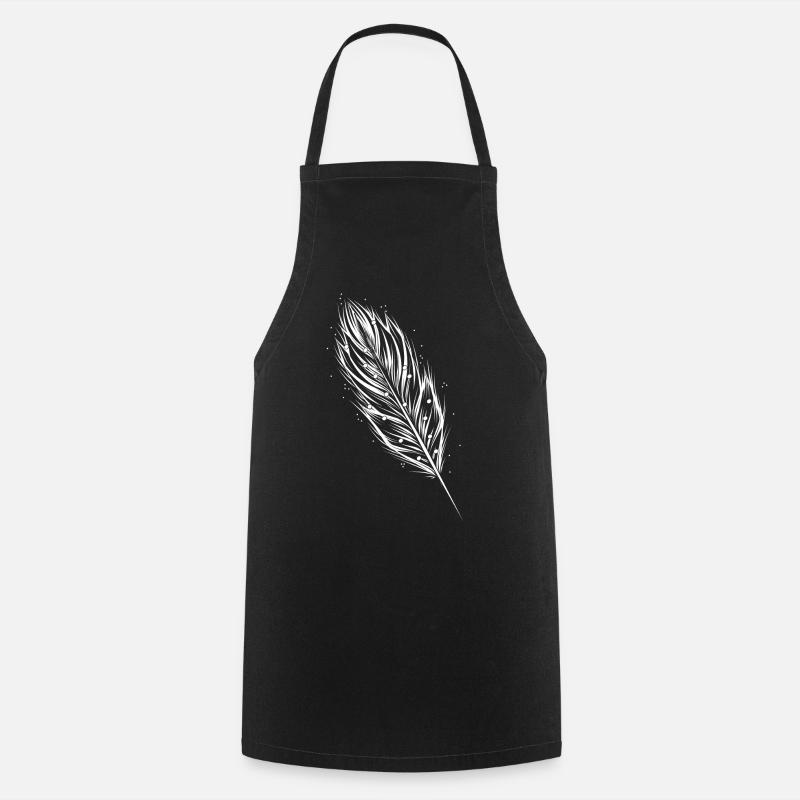 White feather - Cooking Apron - black