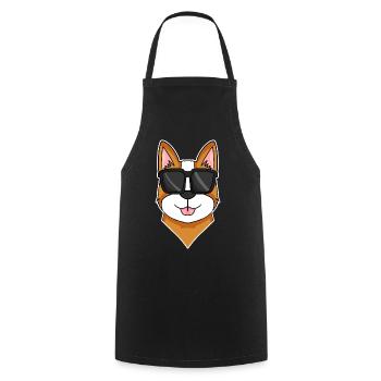 Chien gallois Corgi Pembroke avec lunettes de soleil - Tablier de cuisine - noir - Devant - AI Model Male 185 dark (185cm)