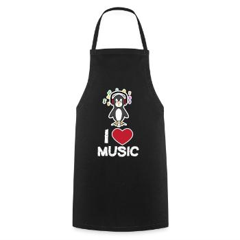 Cool Cute Bird Penguin Statement Animal Heart - Cooking Apron - black - Front - AI Model Male 185 dark (185cm)