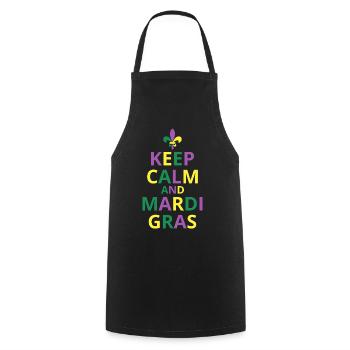 Keep Calm And Mardi Gras - Cooking Apron - black - Front - AI Model Male 185 dark (185cm)