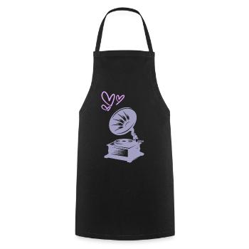 Music Vintage Gramophone - Cooking Apron - black - Front - AI Model Male 185 dark (185cm)