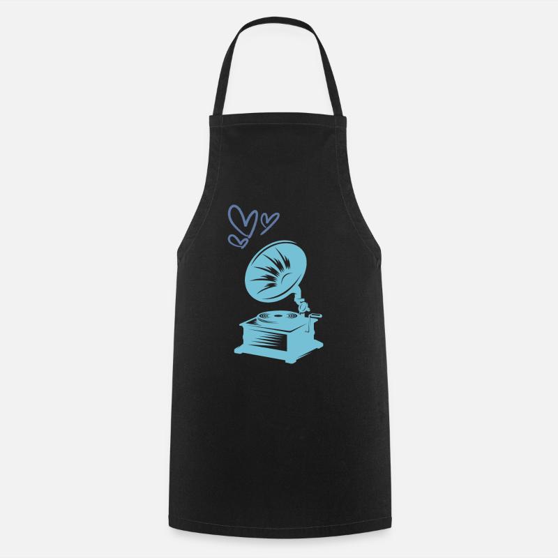 Music Gramophone Retro - Cooking Apron - black
