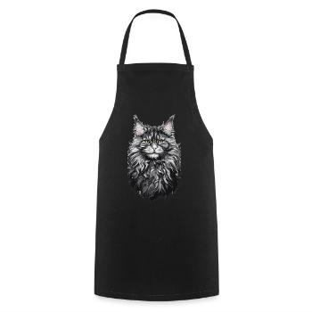 Maine Coon Cat Cat Lover Cat Design - Cooking Apron - black - Front - AI Model Male 185 dark (185cm)