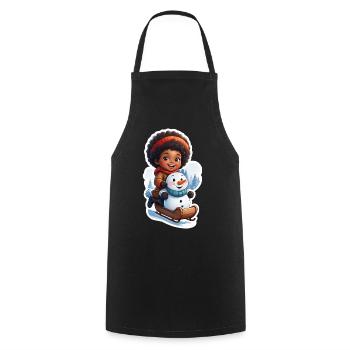 Child-friendly snowman on sled - Cooking Apron - black - Front - AI Model Male 185 dark (185cm)