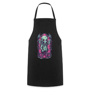 Kawaii Cthulhu Goth Monster Halloween Design - Cooking Apron - black - Front - AI Model Male 185 dark (185cm)