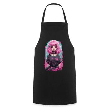 Pastel Goth Egirl Aesthetic Gothic Streetwear - Cooking Apron - black - Front - AI Model Male 185 dark (185cm)
