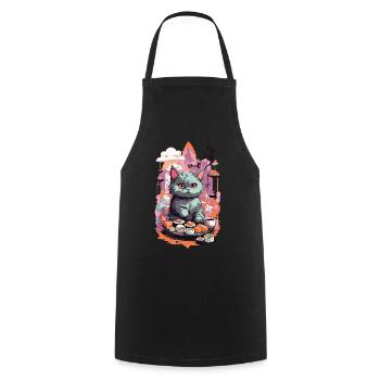 Kawaii Cat Sushi Pastel Lover Japan Style - Cooking Apron - black - Front - AI Model Male 185 dark (185cm)