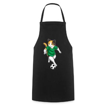 Cat Soccer Player Soccer - Cooking Apron - black - Front - AI Model Male 185 dark (185cm)