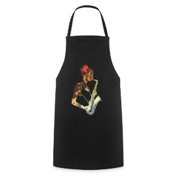 Saxophonist Drawing Vintage - Cooking Apron - black - Front - AI Model Male 185 dark (185cm)