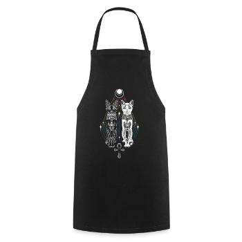 Deux Chats Bastet Dualité Ankh Chat Déesse - Tablier de cuisine - noir - Devant - AI Model Male 185 dark (185cm)