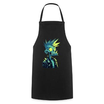 Zombie Punk Rocker – Crâne néon avec cheveux hérissés - Tablier de cuisine - noir - Devant - AI Model Male 185 dark (185cm)