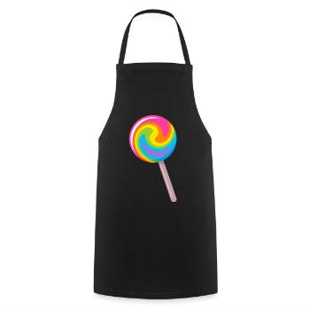 Colourful spiral lollipop in rainbow colours - Cooking Apron - black - Front - AI Model Male 185 dark (185cm)